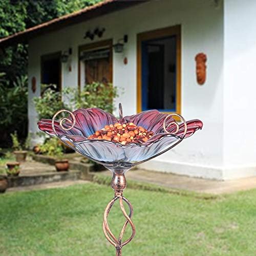 MUMTOP Glass Birdbath Birdfeeder with Metal Stake Garden Yard Outdoor - Image 5