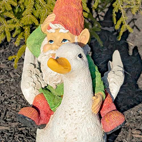 Classic Spring Gnome Garden Statue in Assorted Styles (Gnome Riding Duck) - Image 5