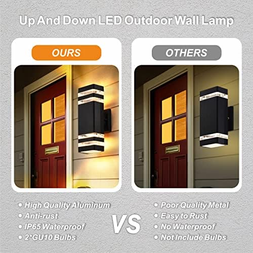 DASTOR Modern Outdoor Wall Light, Black Outdoor Light Fixture Wall Mount, Body in Aluminum Exterior Lights for House, Up and Down Lights Outdoor Sconces Wall Lighting for Porch Patio Garage - Image 2