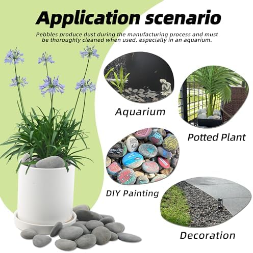 18LB River Rocks,Mexican Beach Pebbles for Plants,Potting,Garden Landscape Stone Paving Stone Grey 1Inch - 2Inch - Image 3