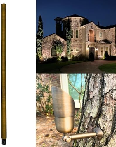 Brass Landscape Lighting Extension Riser - Make Spotlights and Pathway Outdoor Lights Taller, Lamp Rod for Landscape Accent Lights (24") by MIKSolutions