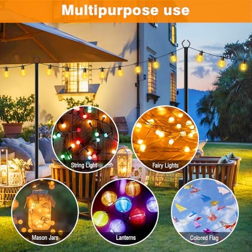 LETIANPAI 4 Pack String Light Poles,10 Ft Light Poles for Outside String Lights,Outdoor Lights Pole with Fork,Metal Poles Stand for Patio Deck Backyard - Image 3