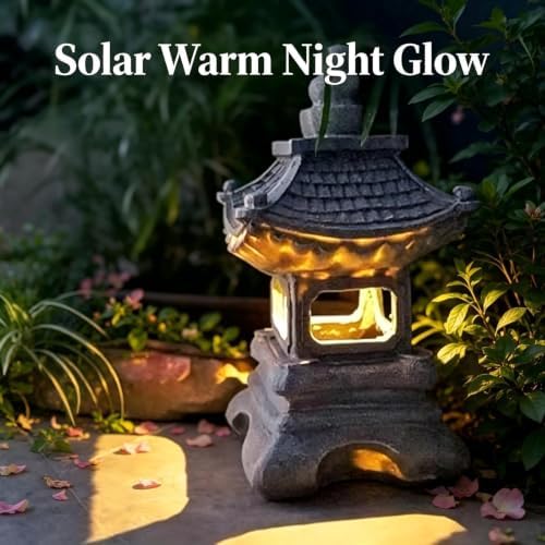 Garden Statues Outdoor, Solar Garden Statues, Solar Pagoda Garden Statue - Image 3