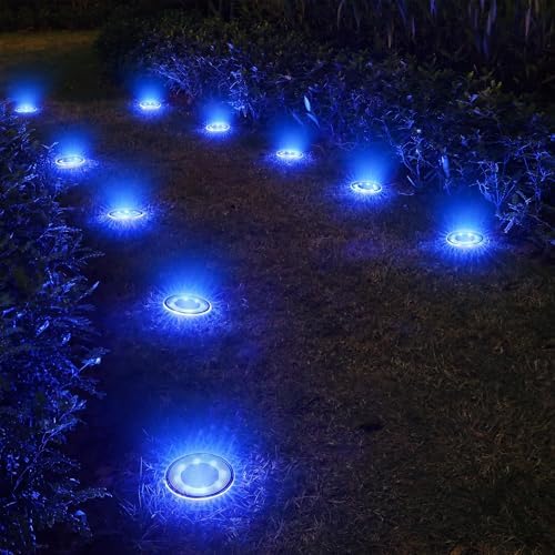Joomer 12 Pack 3.4inch Solar Ground Lights Outdoor Waterproof, Blue - Image 6