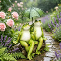 Couple Frogs Garden Outdoor Statue - Frogs Decor Garden Statue 8.5" x 11" x 6.5" by LCdecohome