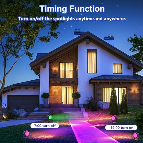 Outdoor Spotlight,15W RGBW Color Changing Landscape Lights 12V Low Voltage Landscape Lighting APP Control, IP67 Waterproof Outdoor Spot Lights for Yard Garden Pathway Decorations, 2Pack - Image 3