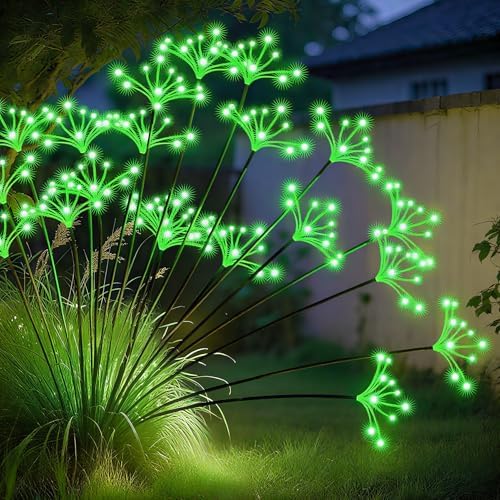 JJGoo Solar Garden Lights, New Upgraded 6 Pack Solar Swaying Starburst Light, Waterproof Fireworks Outdoor Lights, Yard Patio Pathway Decoration, Green by JJGoo