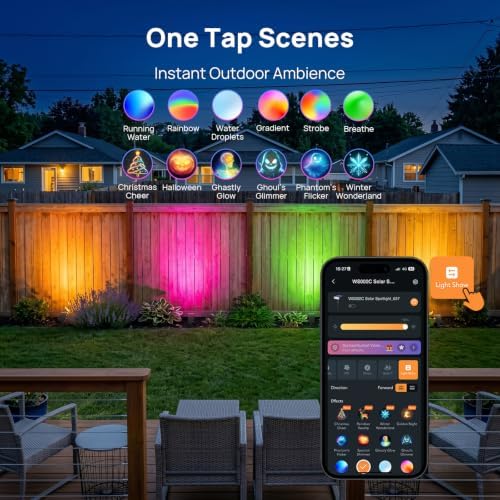 Consciot Smart Solar Spot Lights Outdoor, RGBTW Halloween Solar Lights - Image 3