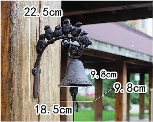 Heavy Duty Cast Iron Wall Bell - Decorative Retro Style Lovely Birds Hand Bell - Manually Shaking Wall Hanging Doorbell - Indoor Outdoor Wall Mounted Dinner Bell - Garden Home Wall Decoration - Image 2