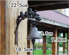 Heavy Duty Cast Iron Wall Bell - Decorative Retro Style Lovely Birds Hand Bell - Manually Shaking Wall Hanging Doorbell - Indoor Outdoor Wall Mounted Dinner Bell - Garden Home Wall Decoration - Image 2