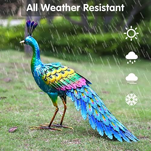 chisheen Metal Peacock Statue Garden Decor Yard Art Outdoor Gift for Women - Image 5