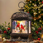 Christmas Snow Globe Water Lantern with Cardinal Scene Battery Operated or USB Powered Musical Lighted Holiday Decoration for Tabletop Display for Family and Friends by XPSCOCO