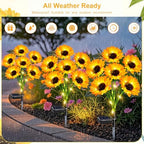ZFNN Solar Garden Lights Outdoor, 4 Pack Sunflower Lights, Waterproof Decor - Image 3
