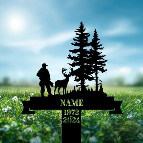 Personalized Hunter Grave Marker Deer Hunter Memorial Garden Stake 8-24 inch Hunter Dad Loss Gift, Hunter Memorial Gift Loss of Loved One (Deer Hunter) - Image 3