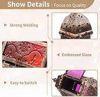 2 Pcs Hanging Hexagon Decorative Moroccan Candle Lantern Holders, Handmade Hanging Tea Light Holder in Bronze Metal & Red & Purple Glass Gift & Decor Items - Image 5