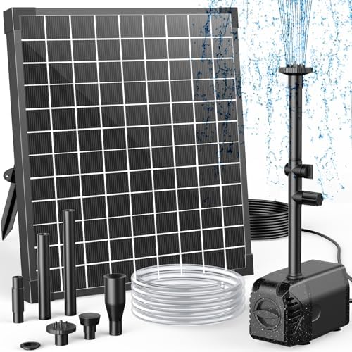 Antfraer 25W Solar Fountain Pump, 320 GPH Solar Pond Pump with 4 Nozzles, Adjustable Flow & 6.6ft Tubing, Solar Water Fountain Pump for Garden, Fish Tank, Backyard by Antfraer