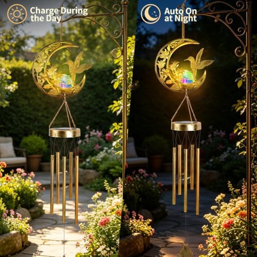 Colorful Solar Wind Chimes for Outside Gifts for Women, Garden Decor - Image 6