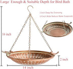 16" Hanging Bird Bath for Outdoors, Metal Bird Bath Bowl - Image 2