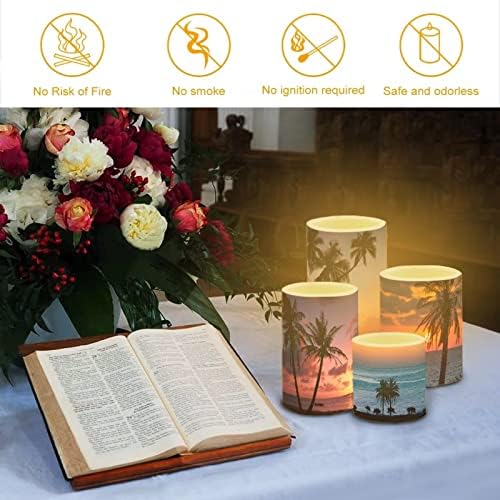 Flameless Light Candles for Home Decor, Battery Operated Candles with Color Changing Timer Remote Control 3'' 4'' 5'' 6'' Fake Pillar Candles Tealights, Coconut Tree Various - Image 4