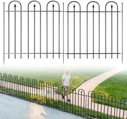 Garden Fence Animal Barrier - 10 Panels, 32 in(H) x 24 ft(L) No Dig Garden Fence, Arched Decorative Garden Fence Border with Ground Stakes, Rustproof Metal Fencing for Yard Patio Dog Rabbit by Unknown