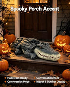 Teaeeno Garden Alligator Decor Outdoor,Crocodile Sculpture for Stuff Pond Decor,Florida Alligator Sculpture for Yard Art,Realistic Wild Animal,Reptile Figure,Florida Alligator,Perfect for Man(Black) - Image 2