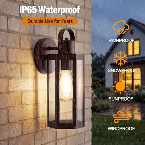 EJIAXIN 2 Pack Porch Lights Outdoor, 13" Brown Exterior Light Fixtures - Image 6
