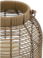 Elegant Poly Rattan Outdoor Lantern with Warm White LED Candle for Patio, Deck, and Garden Decor (Brown + Plastic+Rattan-2) - Image 4