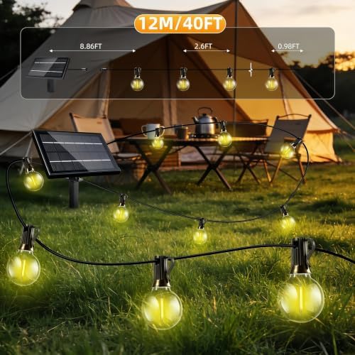 Solar Lights Outdoor Patio Lights 40FT G40 Waterproof Dimmable - Image 6