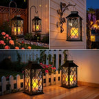 [2 Pack] TAKE ME Black 14" Solar Lanterns Outdoor Waterproof Garden Lanterns LED Candle Lights for Garden Outdoor Decor Mothers Day Gifts - Image 3
