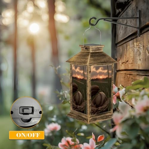 Solar Lantern Outdoor Waterproof American PastimeBaseball Garden Decor LED Hanging Solar Lights Tabletop Lamp Gifts for Women Mom Outside Yard Patio Porch - Image 5