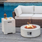 COSIEST 2-Piece Outdoor Propane Fire Pit Table Set w Tank Table, 28" Terrazzo Round Fire Table (Certified, 40,000 BTU) w 16" Tank Cover Side Table 20lb, Waterproof Cover for Garden, Pool, Backyard - Image 2
