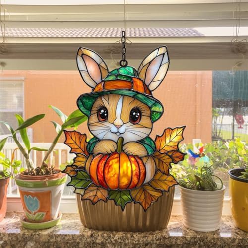 Cute Bunny Little Pumpkin Acrylic Suncatcher - Image 4