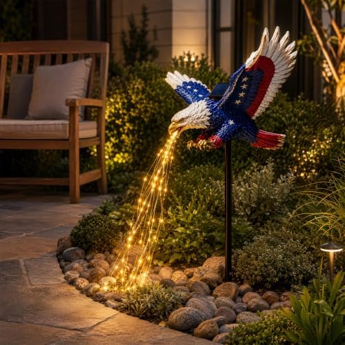 Patriotic Eagle Solar Light, Resin Outdoor Garden Stake Decor LED by Unknown