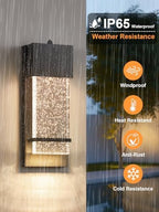 Dusk to Dawn Outdoor Wall Light Fixtures with Crystal Glass Black 2 Pack - Image 3