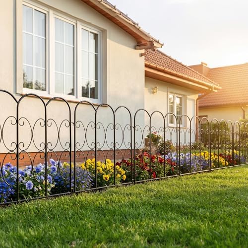 ARIFARO 5 Pack Metal Decorative Garden Fence, 32" H x 22" W, No‑Dig Panels - Image 3