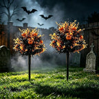 Outdoor Artificial Flowers Fake Plants, Artificial Topiary Balls with Ground Spikes, UV Resistant, Mix 4 Colors, 2 Pack, 20 inch, Garden Porch Patio Gravesite Indoor Decor (2 PCS Pumpkin Color) - Image 6
