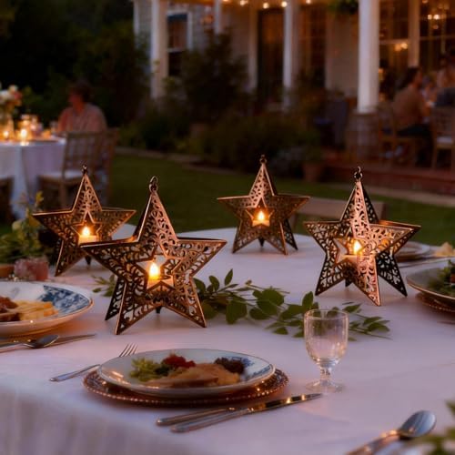 Hanging Solar Lights for Trees Outside, 4 Pack 6-Inch Hanging Star Lanterns with Solar Tea Lights Outdoor Waterproof, Icetry Star Light, Tree Lanterns Decoration for Porch Patio Pergolas Yard - Image 7