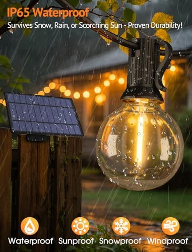 Larkvue 75FT(3x25FT) Solar String Lights with Remote, 30+3 G40 Bulbs, Black - Image 6