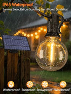 Larkvue 75FT(3x25FT) Solar String Lights with Remote, 30+3 G40 Bulbs, Black - Image 6