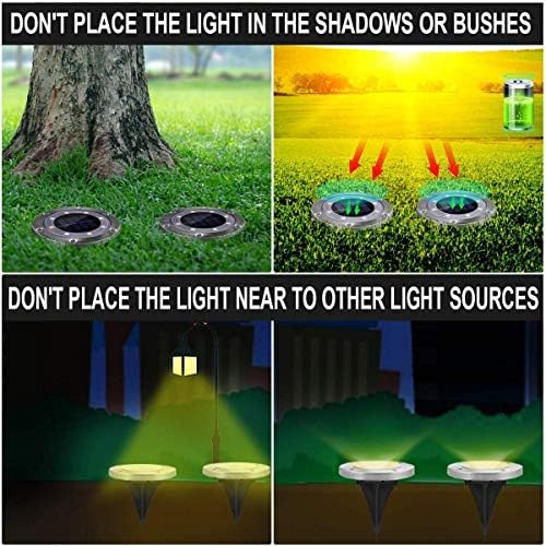 4Pack Solar Garden Lights,AMZSTAR 8 LED Solar Ground Lights Disk Lights Outdoor Solar Landscape Lights,Waterproof Solar Lights Decoration Light for Yard Deck Lawn Patio Pathway Walkway (Warm White) - Image 4