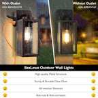 BesLowe Porch Lights with Outlet, Brown Modern Outdoor Wall Light Fixtures - Image 3