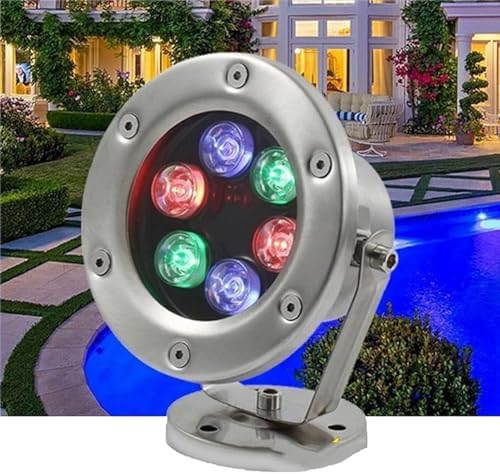 LED Underwater Pond Lights - LED Beam Spotlight, 12V Submersible LED Pool Lamp, Adjustable 180° Landscape Light, IP68 Waterproof Led Spotlight, for Garden, Fountain, Courtyard(Red,6W(AC12v)) by Unknown