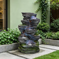 40.2" H Water Fountain Outdoor, 5-Tier Cascading Stacked Waterfall Fountain by Solarbloom