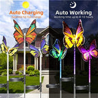 Upgraded Outdoor Solar Garden Lights - 3 Pack Solar Butterfly Decoration Lights - 7 Color Changing LED Waterproof Solar Stake Lights for Garden, Patio, Yard, Lawn, Walkway Decoration - Image 3