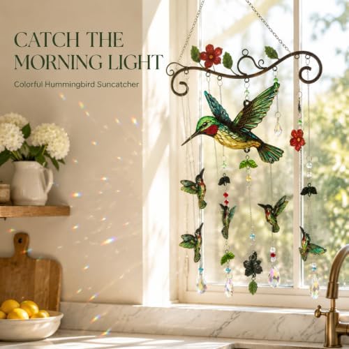 Ocean Stained Glass Window Hanging Suncatchers, Crystal Pendant Suncatcher Wind Chime Hanging Pendant Rainbow Maker for Outside Window Garden Home Indoor Outdoor Decor Gifts - Image 3