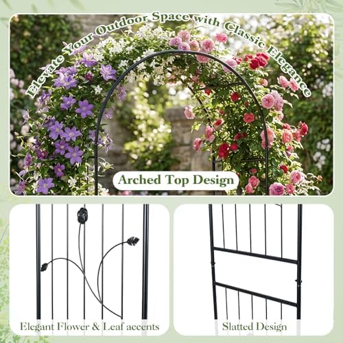 Giantex 87" Metal Garden Arbor Arch Trellis for Climbing Plants Vines - Image 5