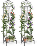 Giantex Metal Garden Trellis for Climbing Plants Set 2, 75" x 20" Outdoor Rose Trellis w/Foldable Bottom, Freestanding Plant Support for Vines, Flowers, Vegetables & Fruits, Patio Lawn Garden, Black by Giantex