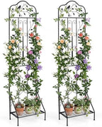Giantex Metal Garden Trellis for Climbing Plants Set 2, 75" x 20" Outdoor Rose Trellis w/Foldable Bottom, Freestanding Plant Support for Vines, Flowers, Vegetables & Fruits, Patio Lawn Garden, Black by Giantex