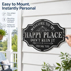 Personalized This Is My Happy Place Don’t Ruin It Metal Sign, Happy Place Metal Wall Art, Vintage Welcome Sign Decor for Home Garden Porch Patio Farm Bar Coffee Wall Decor - Image 6