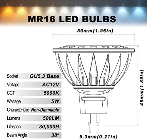 ALIDE MR16 GU5.3 Led Bulbs 12v Low Voltage 5000K Daylight White - Image 3